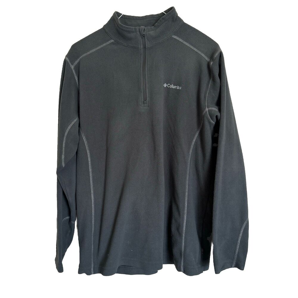 Columbia Gray Fleece Sweater Mens Long Sleeve 1/4 Zip Lightweight Pullover Large